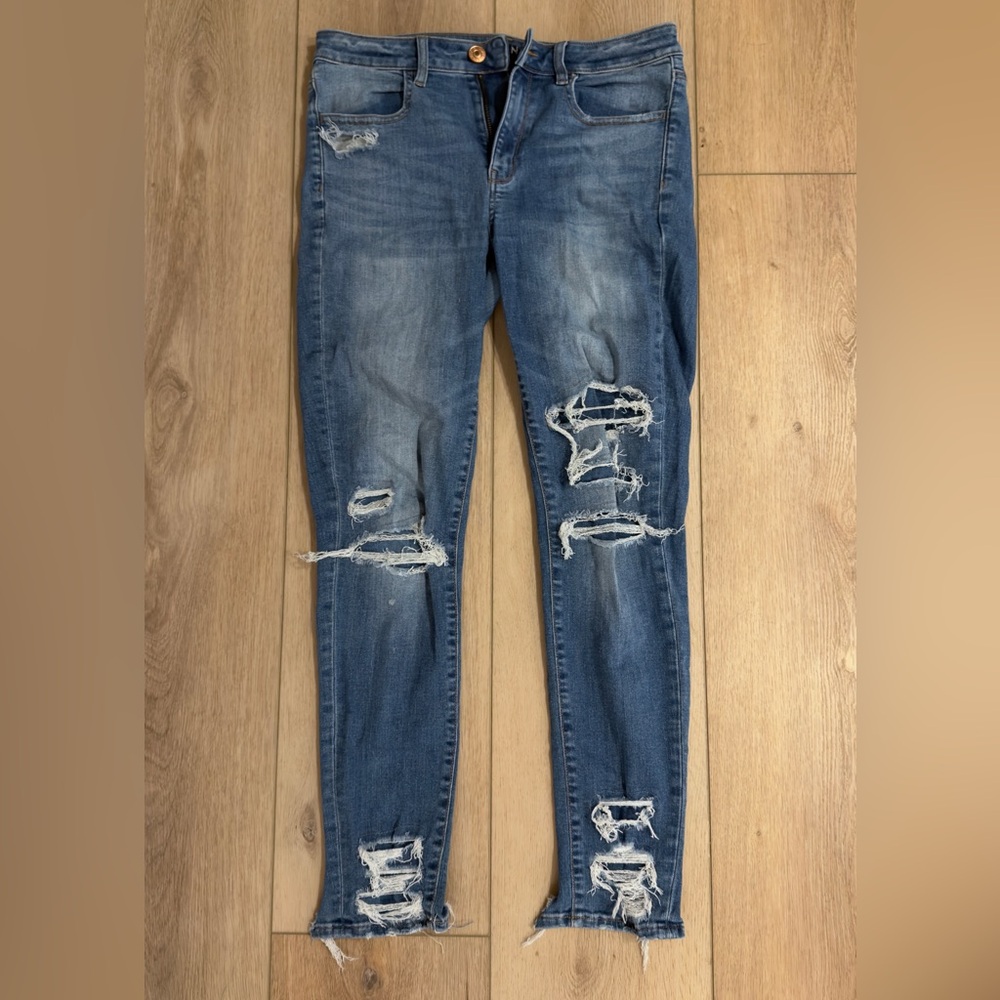 American Eagle Outfitters Ripped Blue Skinny Jeans